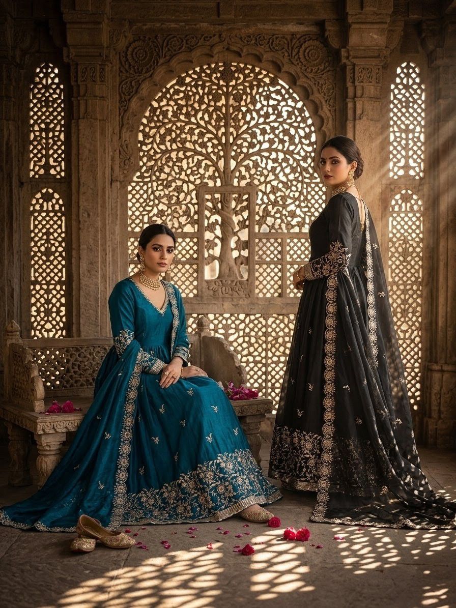 Women's Designer Black Embroidered Palazzo Suit Set with Dupatta | LM-17