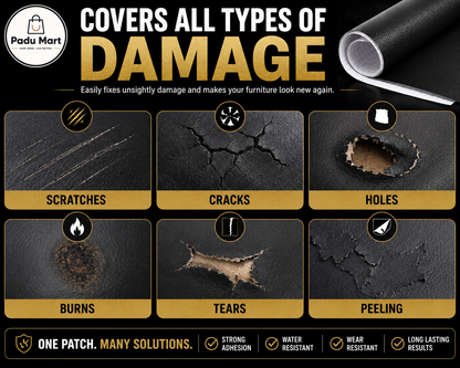 Self-Adhesive Leather Repair Patch (30x60cm) | Waterproof Upholstery Repair Tape for Sofa, Car Seats, Bags & Furniture
