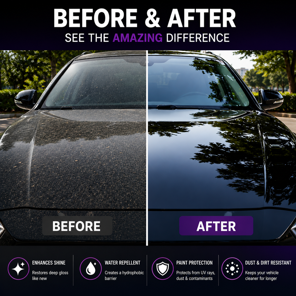 3-in-1 Ceramic Car Coating Spray (Pack of 2) | Instant Shine, Water Repellent & Paint Protection for Cars & Bikes