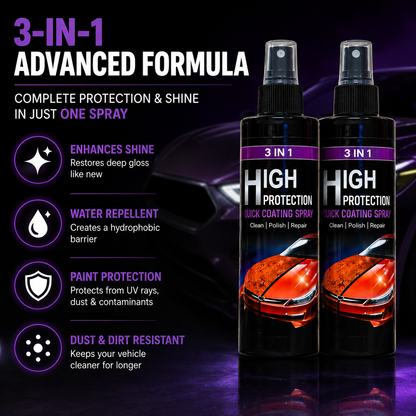 3-in-1 Ceramic Car Coating Spray (Pack of 2) | Instant Shine, Water Repellent & Paint Protection for Cars & Bikes